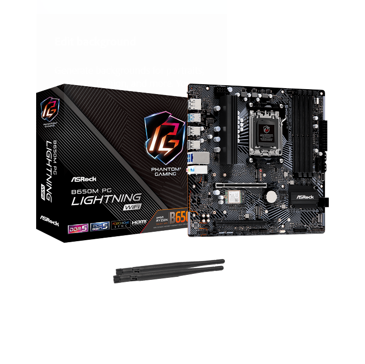 ASRock B650M PG Lightning WiFi AM5 Micro-ATX Motherboard ASRock B650M PG Lightning WiFi AM5 Micro-ATX Motherboard