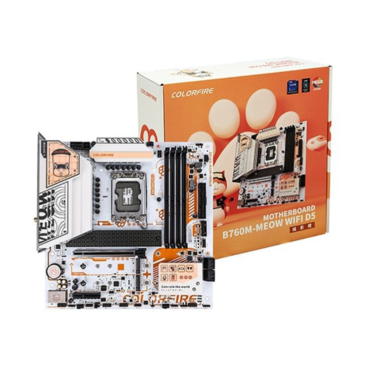 Colorful COLORFIRE B760M-MEOW WIFI D5 Orange LGA1700 Micro-ATX Motherb Colorful COLORFIRE B760M-MEOW WIFI D5 Orange LGA1700 Micro-ATX Motherb