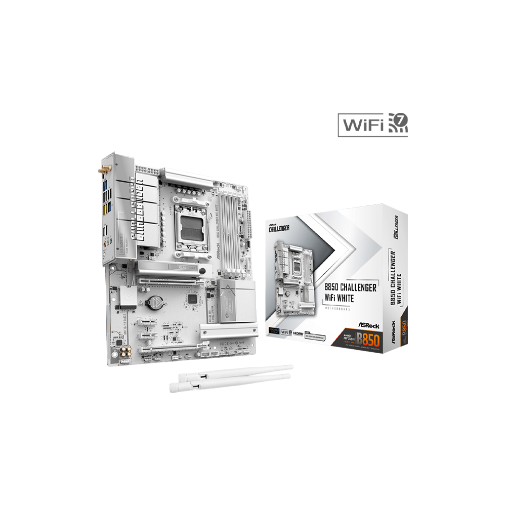 ASRock B850 Challenger Wifi White AM5 ATX DDR5 M.2 Motherboard ASRock B850 Challenger Wifi White AM5 ATX DDR5 M.2 Motherboard