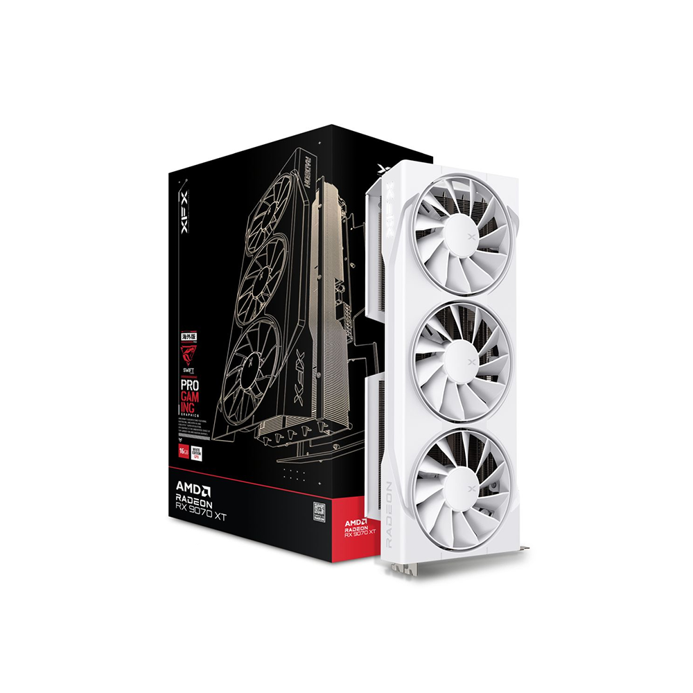 XFX Swift AMD Radeon RX 9070XT White Triple Fan Gaming Edition 16GB GD XFX Swift AMD Radeon RX 9070XT White Triple Fan Gaming Edition 16GB GD