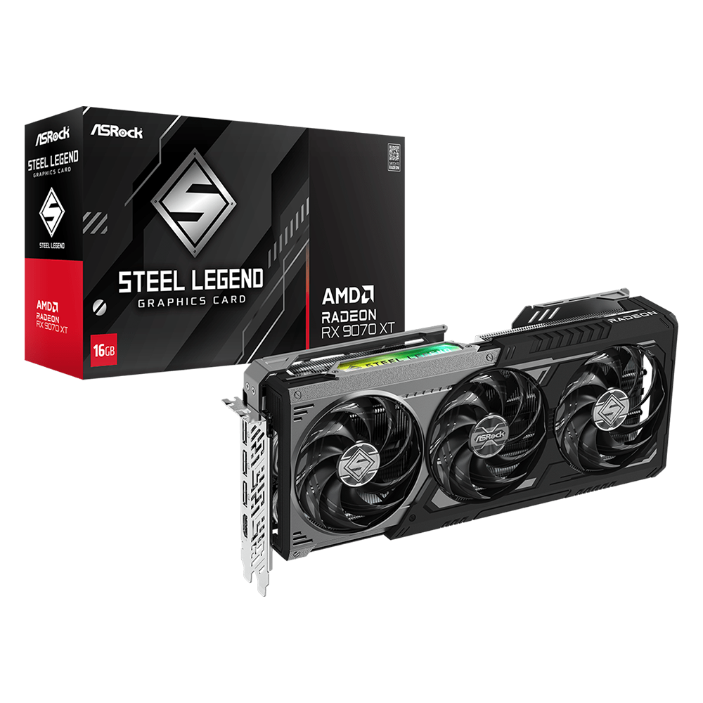 ASRock AMD Radeon™ RX 9070 XT Steel Legend Dark 16GB GDDR6 Graphic Car