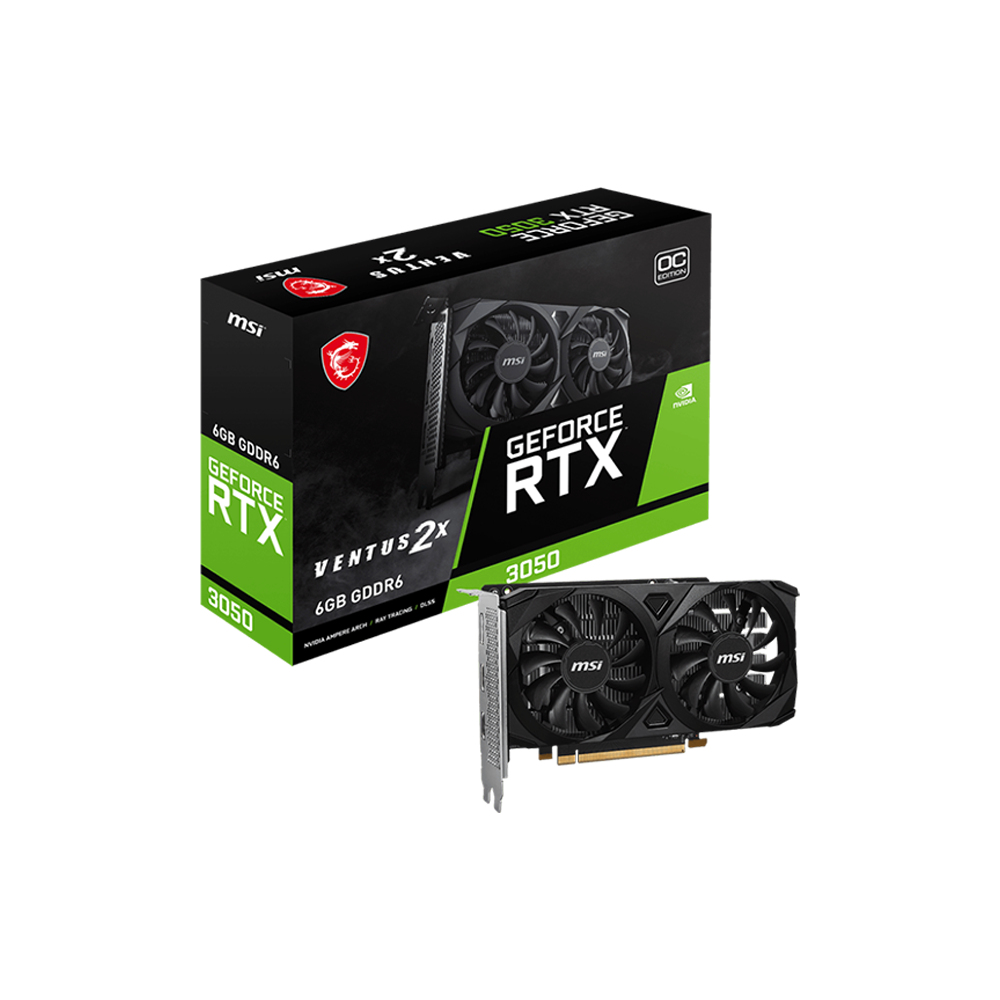 MSI GeForce RTX™ 3050 Ventus 2X E 6G OC 6GB GDDR6 Graphic Card MSI GeForce RTX™ 3050 Ventus 2X E 6G OC 6GB GDDR6 Graphic Card