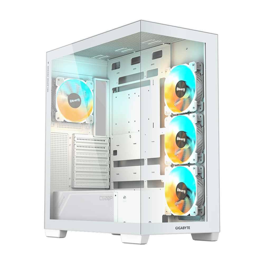 GIGABYTE C500 Panoramic Stealth Mid-Tower PC Chasis - White