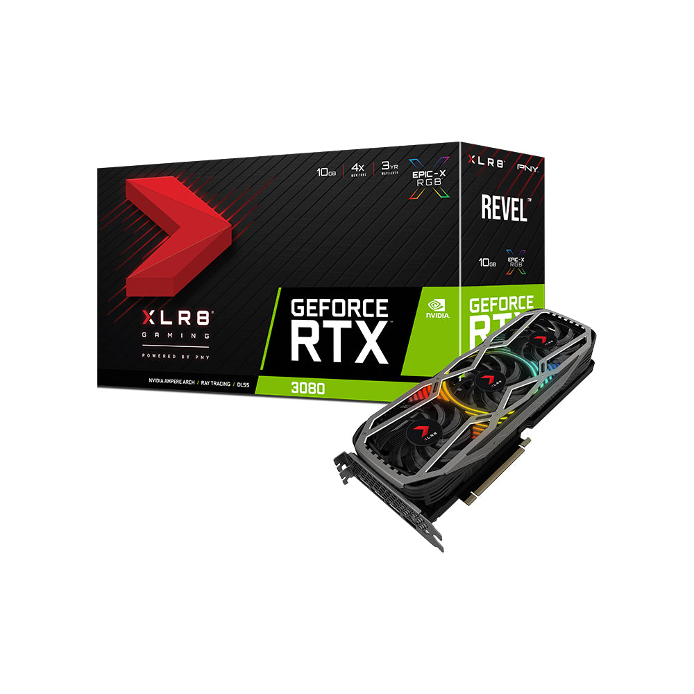 PNY GeForce RTX 3080 10GB XLR8 Gaming REVEL EPIC-X RGB Triple Fan 10GB GDDR6X Graphic Card [VCG308010LTFXPPB]