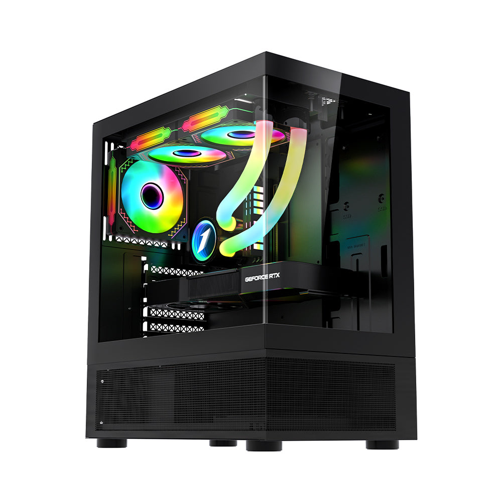 1st Player Mi7-A BLACK / WHITE Double Sided Tempered Glass Megaview Tower ATX PC Gaming Casing MI7A