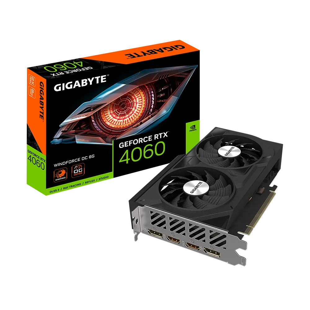 GIGABYTE GeForce RTX 4060 WINDFORCE OC 8G Graphics Card [GV-N4060WF2OC-8GD]