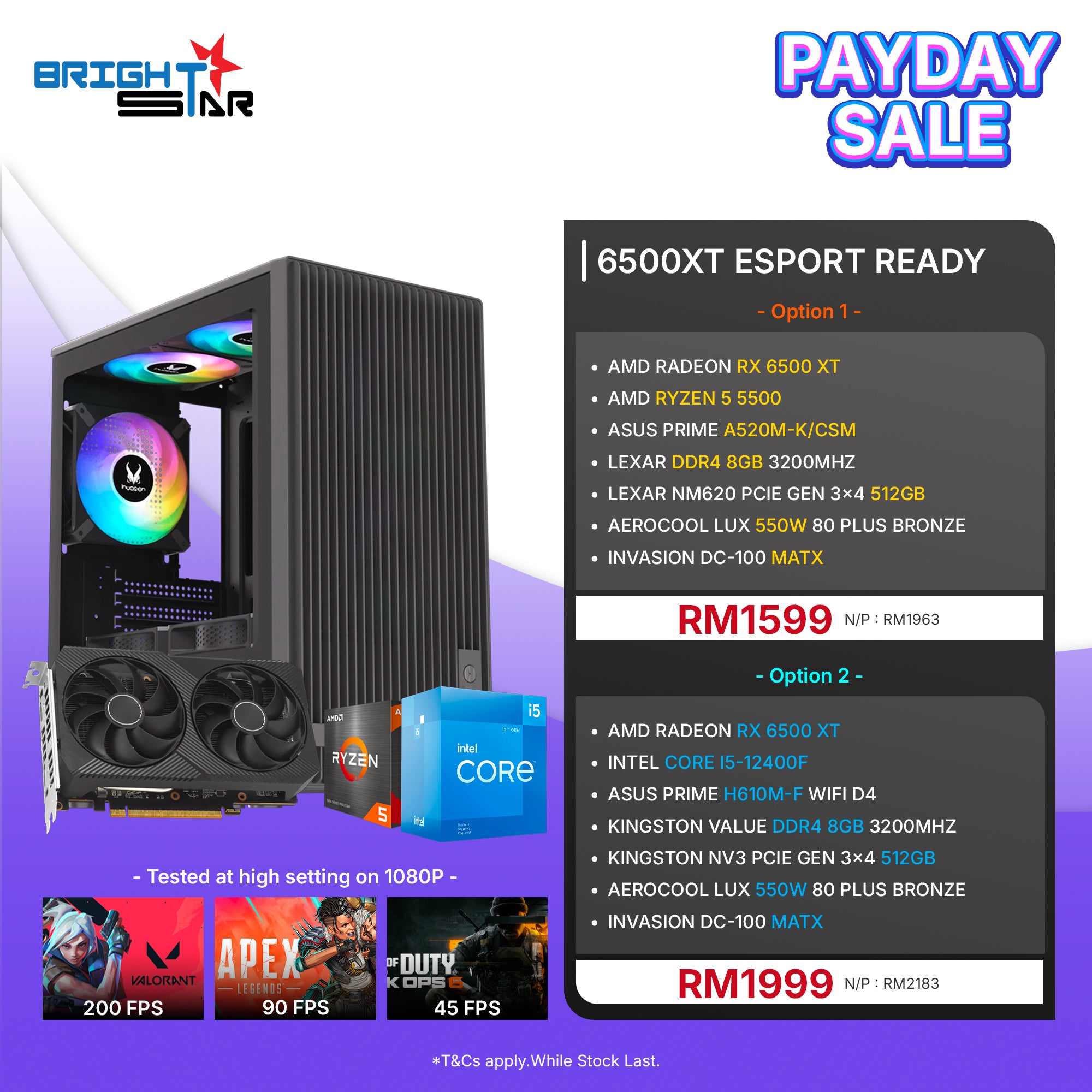 Brightstar Meta PC Set - RX6500XT Esports Ready