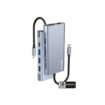 Datronic USB-C to Multiport Dock - HDMI, VGA, 3x USB 3.0, SD/TF, PD 100W, RJ45, 3.5mm Audio
