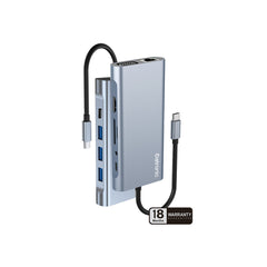 Datronic USB-C to Multiport Dock - HDMI, VGA, 3x USB 3.0, SD/TF, PD 100W, RJ45, 3.5mm Audio