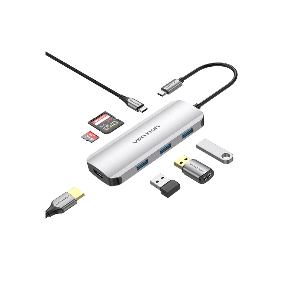 Vention 7 in 1 USB-C to Multiport Dock - HDMI, 3x USB 3.0, SD/TF, PD 100W