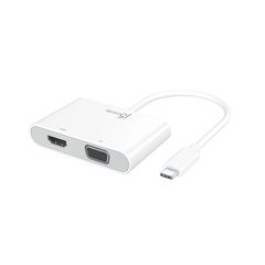 J5 Create JCA175 USB-C TO VGA & HDMI & USB3.0 & Power Delivery (F) 4K @ 30Hz Adapter - White