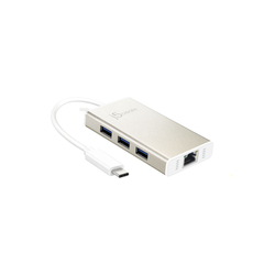 J5 Create JCH471 Type C To Gigabit LAN & USB 3.0 Adapter - Champagne Mettallic