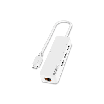 TOTOLINK U1003C Type C With 3 Port RJ45 Gigabit Ethernet Adapter & Converter - White