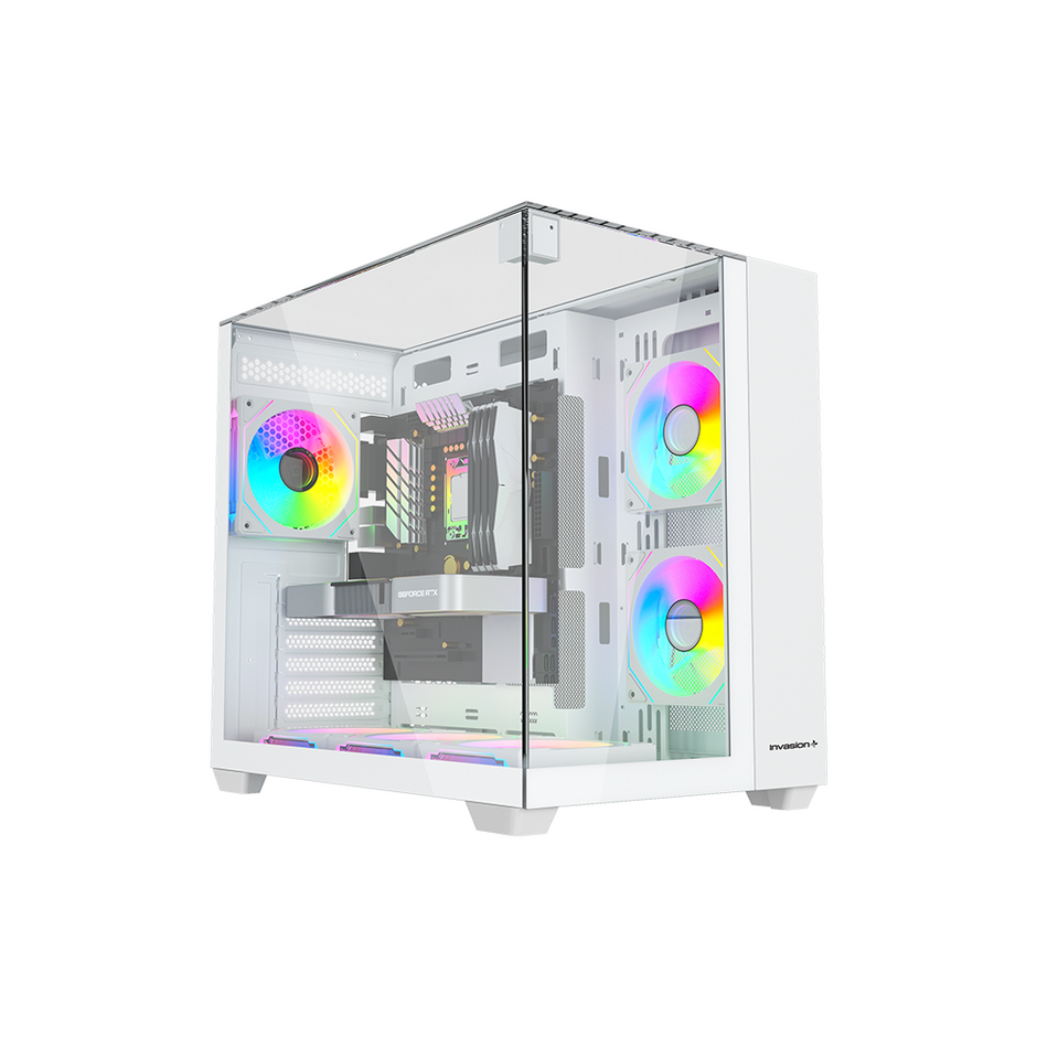 Invasion Genesis Mid-Tower ATX PC Chassis - White/Black