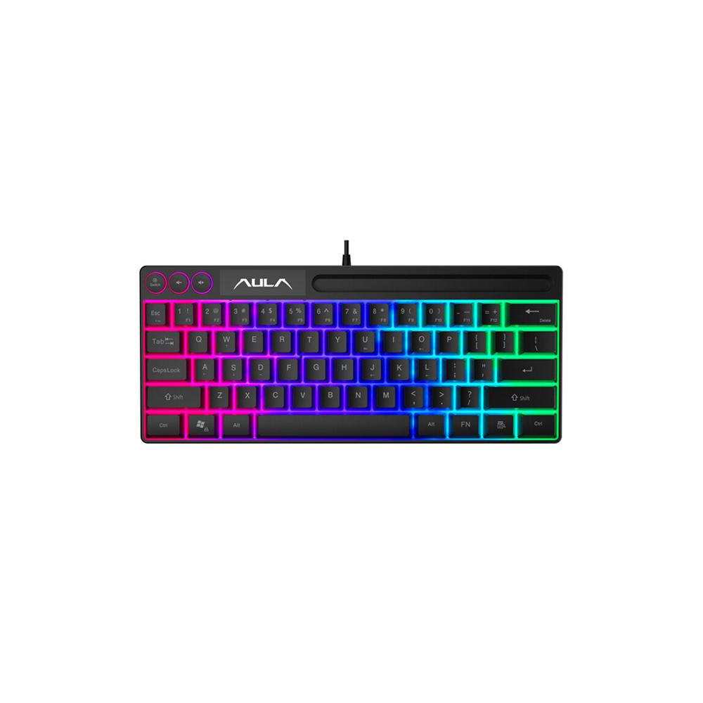 AULA F3061 RGB Wired Keyboard - Gray Wood V3 Switches