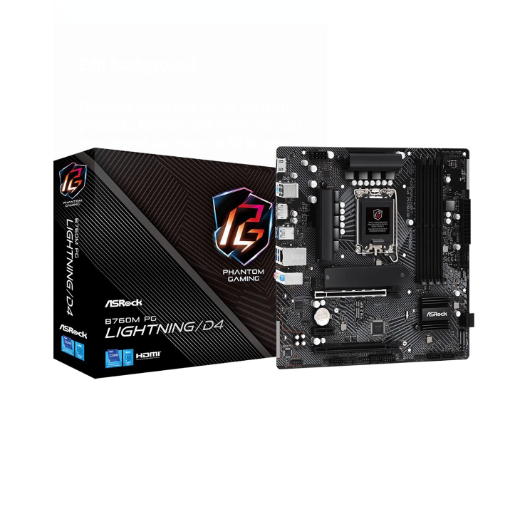 ASRock B760M PG Lightning/D4 LGA1700 M-ATX Motherboard