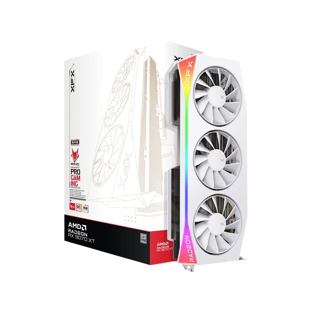 XFX Mercury AMD Radeon™ RX 9070XT OC White Gaming Edition with RGB 16G