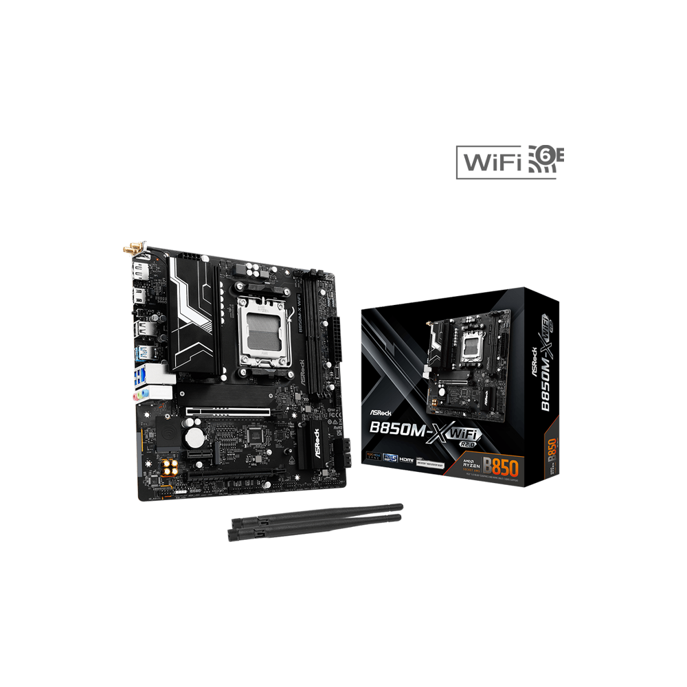 ASRock B850M-X WIFI R2.0 AM5 MATX DDR5 M.2 Motherboard