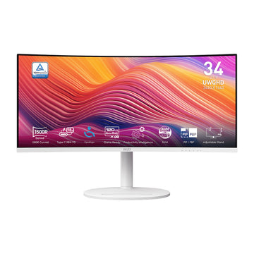 MSI Modern MD342CQPW 34" UWQHD 120Hz VA 1500R Curved White Productivity Monitor
