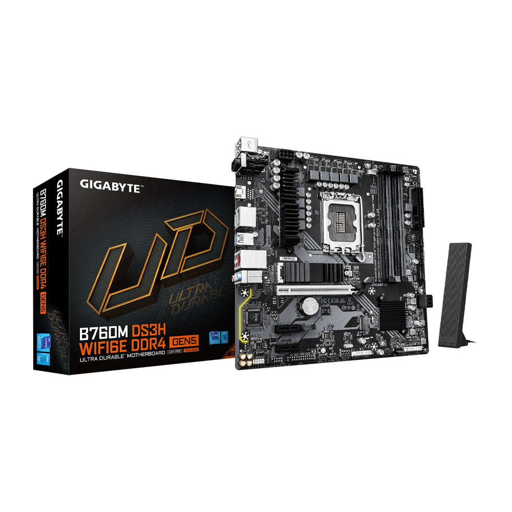 GIGABYTE B760M DS3H Wifi6E DDR4 Gen5 LGA1700 Micro-ATX Motherboard