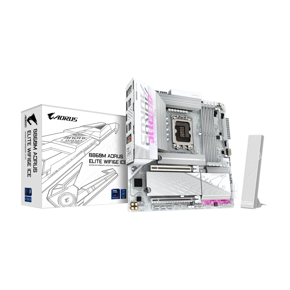 GIGABYTE B860M AORUS ELITE WIFI6E ICE LGA1851 Micro-ATX Motherboard
