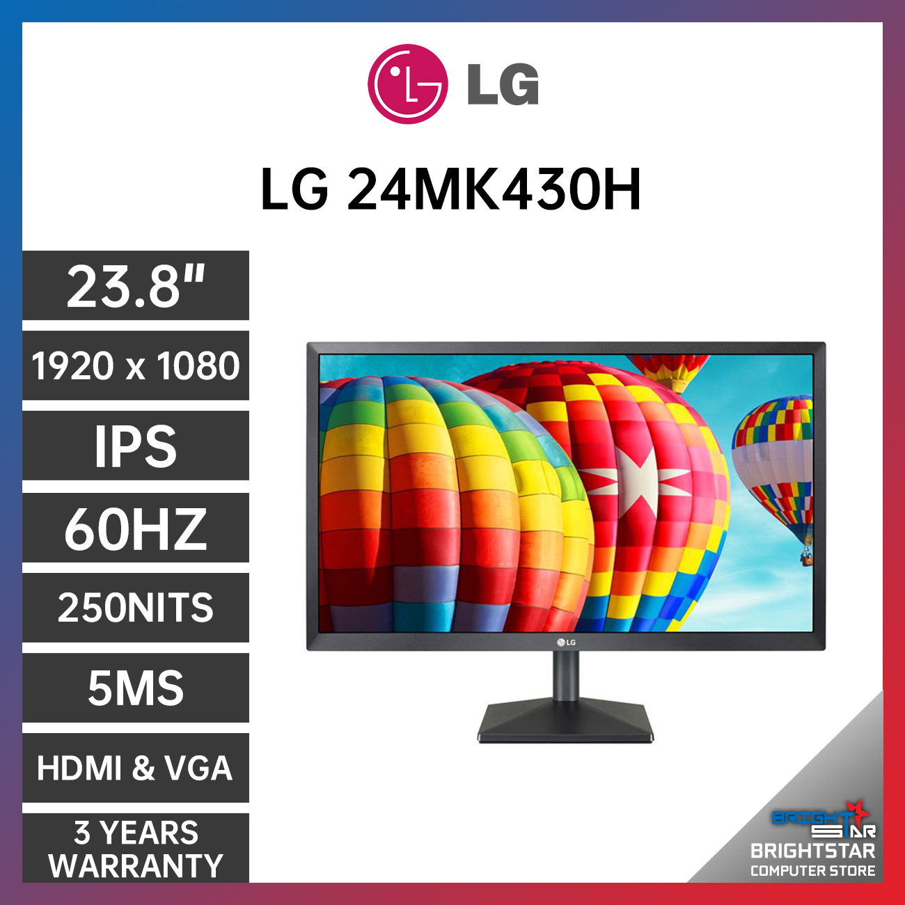 LG LED Monitor 24" 24MK430H FULL HD IPS 60Hz ⋆ Brightstar Computer