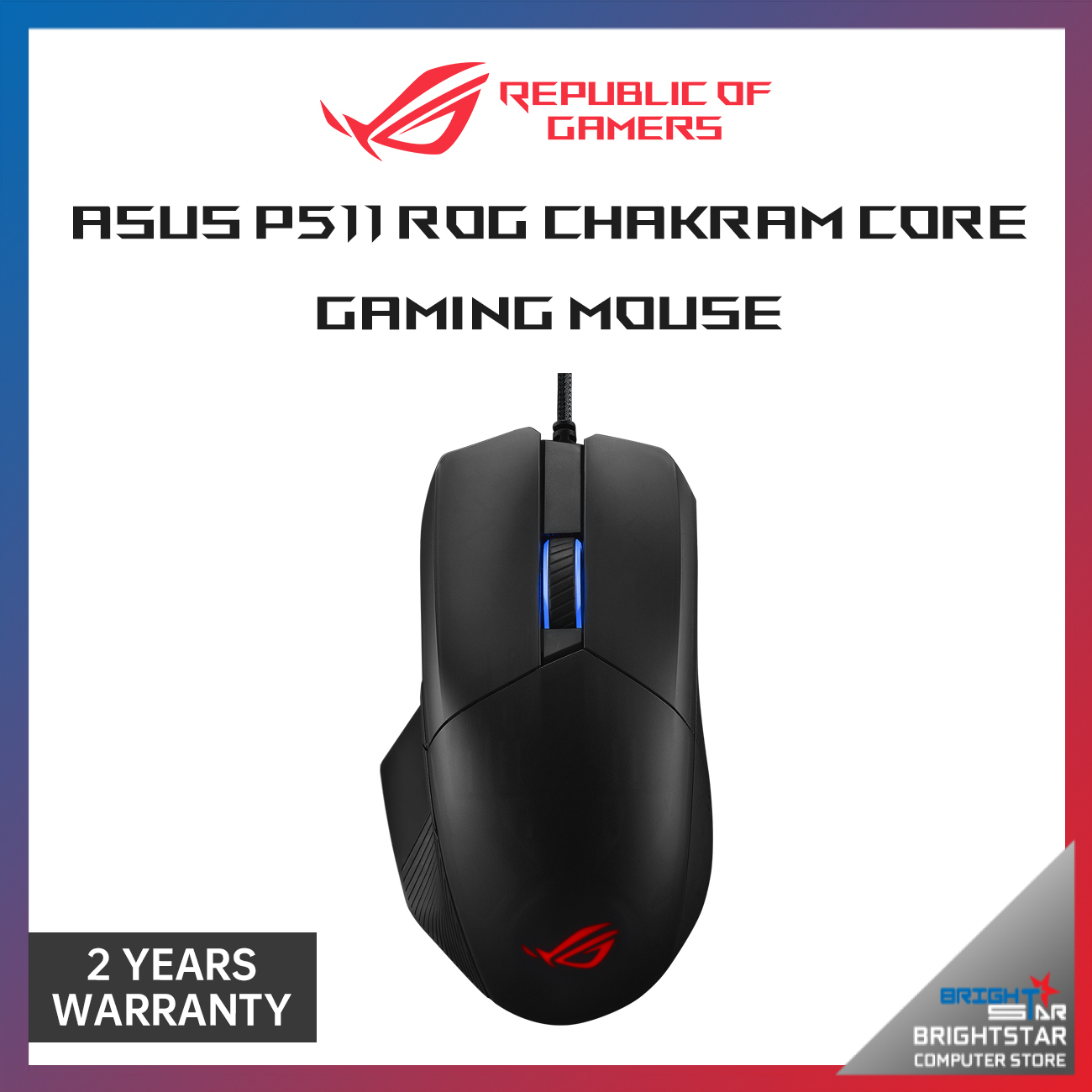 Asus Rog Chakram Core Rgb Gaming Mouse With Qi Charging Bluetooth Wireless Wired 16 000 Dpi Optical Sensor Brightstar Computer