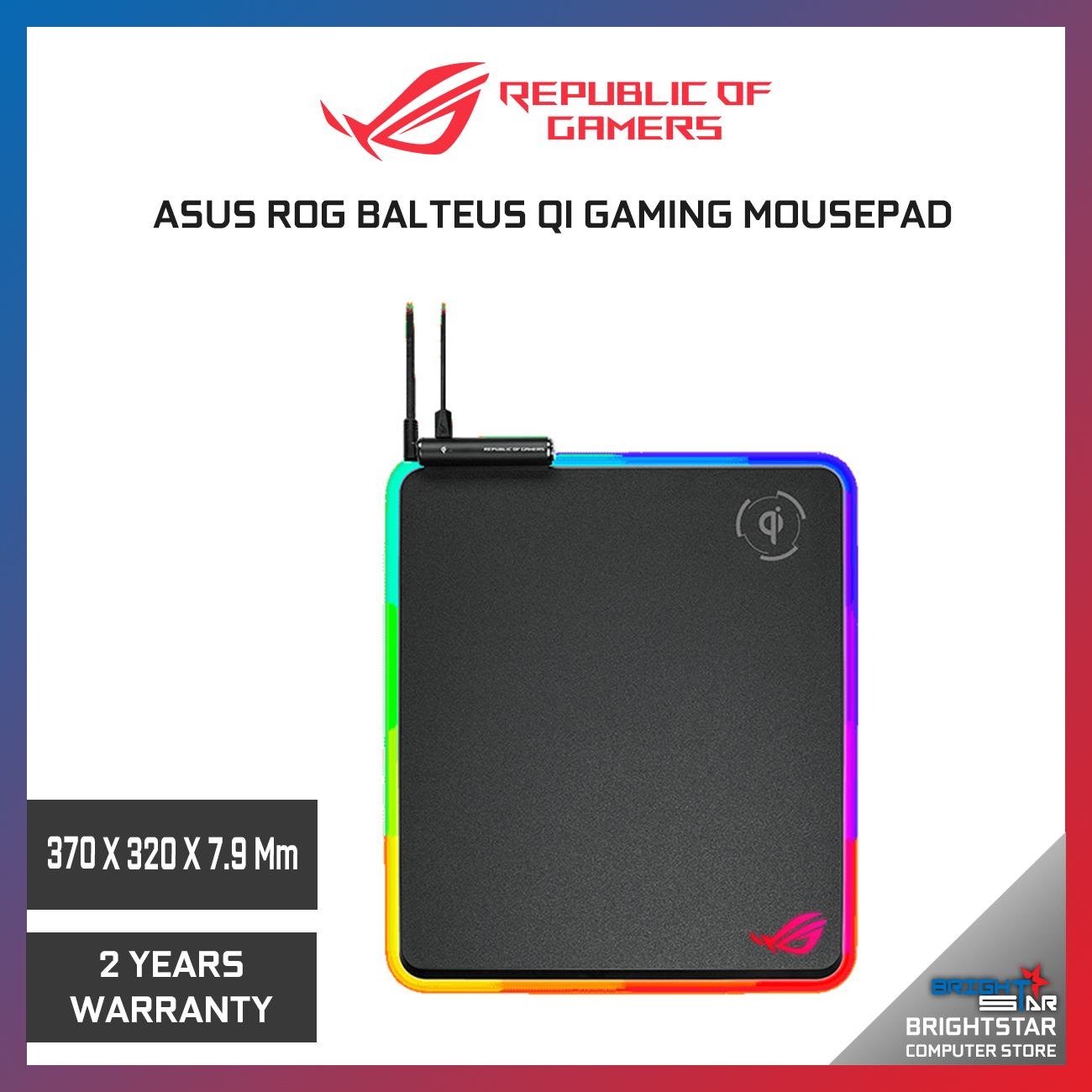 Asus Rog Balteus Qi Wireless Charging Rgb Gaming Mouse Pad Brightstar Computer