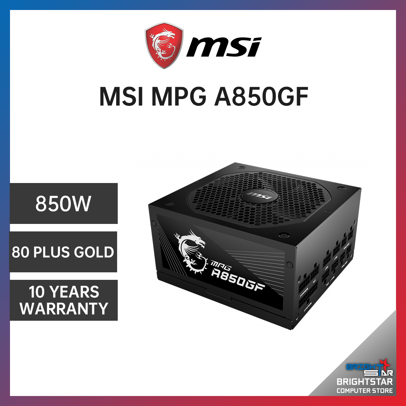 MSI MPG A850GF 850W 80 Plus Gold Power Supply