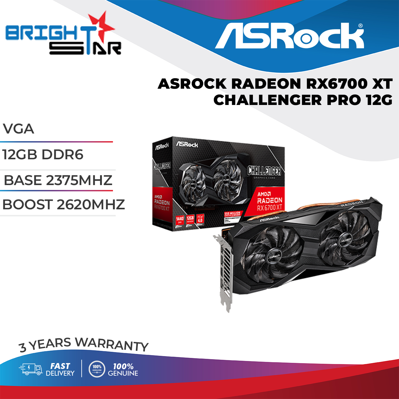 ASROCK Radeon RX6700 XT CHALLENGER PRO 12G Graphic Card