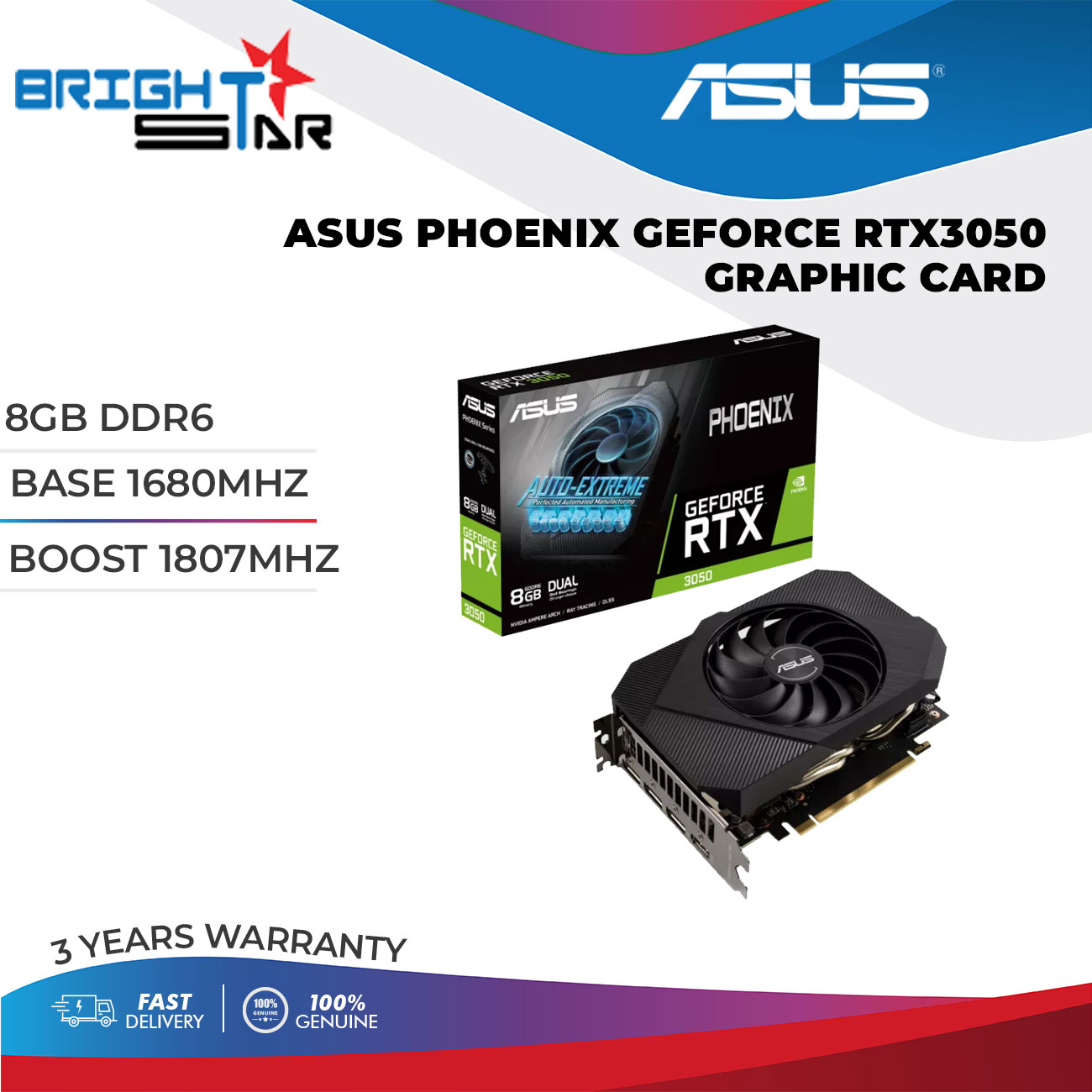 ASUS PHOENIX GEFORCE RTX3050 GRAPHIC CARD ⋆ Brightstar Computer